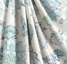Floral roman shade jacobean floral blue floral linen roman shade linen window shade kitchen bedroom roman shades light blue green valance