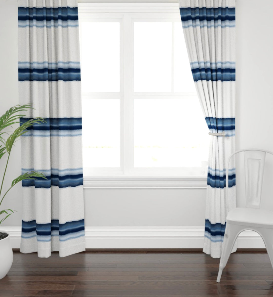 Blue and white Striped curtains blue and white linen curtains drapes d –  JLL HOME