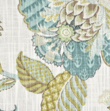 Aqua curtains blue green curtains mist leaves curtains jacobean flower drapes curtains custom curtain panel light blue bedroom curtains