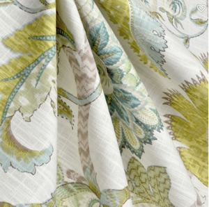 Aqua curtains blue green curtains mist leaves curtains jacobean flower drapes curtains custom curtain panel light blue bedroom curtains
