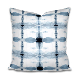 Navy and Light Blue and White Pillow Subtle Cotton or Belgian Linen Throw Accent Pillow Lumbar Long Watercolor Soft designer bohemian