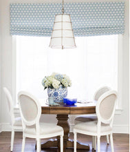 Bay Window Roman Shades CUSTOM size blue roman shades dining window shades offwhite linen pale blue light blue roman shade dots hexagon