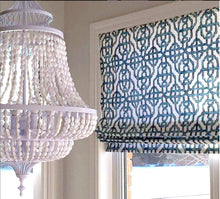 Blue roman shades blue ogee blue trellis window shade blue lattice work roman shade blue and white window shade cordless roman shade teal