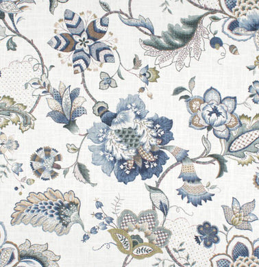 Blue beige curtains blue brown curtains jacobean curtains blue floral drapes curtains custom curtain panel light blue bedroom curtains ivory