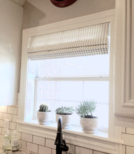 French Ticking Roman Shades CUSTOM size striped roman shades kitchen window shades grey stripe roman shade stripes ticking window shade blue