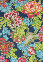 Green Pink Curtains THIBAUT curtains blues curtain panels thibaut drapery blue chinoiserie curtains large floral curtains blue floral Honshu