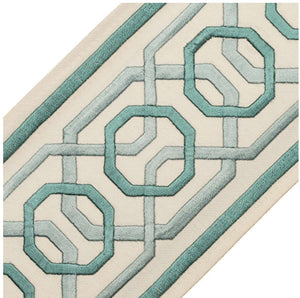 Samuel & Sons Trim curtains with trim wide trim tape trim aqua greek key trim green curtains wide tape 4" inch trim ODORI embroidered border