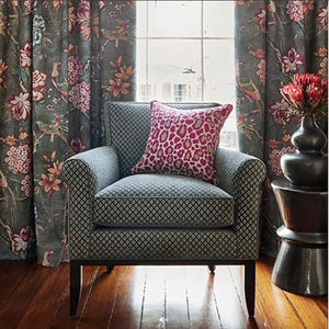 Dark gray and pink curtains THIBAUT curtains custom curtain panels floral fuschia curtains charcoal curtains traditional curtains phoenix