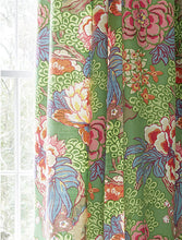 Green Pink Curtains THIBAUT curtains blues curtain panels thibaut drapery blue chinoiserie curtains large floral curtains blue floral Honshu
