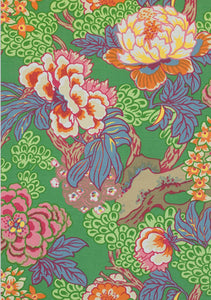 THIBAUT curtains Green Pink curtain panels thibaut drapery green chinoiserie curtains large floral curtains modern chinoiserie Honshu drapes