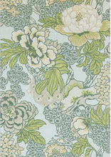 Green Pink Curtains THIBAUT curtains blues curtain panels thibaut drapery blue chinoiserie curtains large floral curtains blue floral Honshu