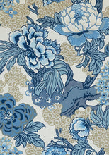 Green Pink Curtains THIBAUT curtains blues curtain panels thibaut drapery blue chinoiserie curtains large floral curtains blue floral Honshu