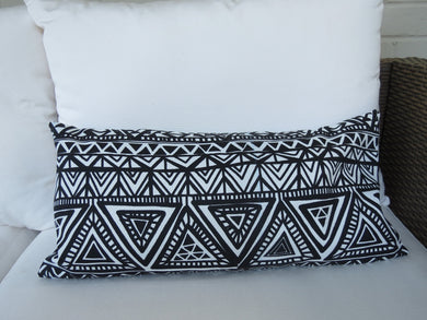 QUICK SHIP Outdoor lumbar pillow black white outdoor pillow mudcloth pillow outdoor BOHO swing pillow tribal lumbar pillow outdoor black