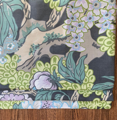 Thibaut Honshu faux roman shade relaxed shade large floral valance thibaut fabric valance gray blue faux shade valence window shade honshu