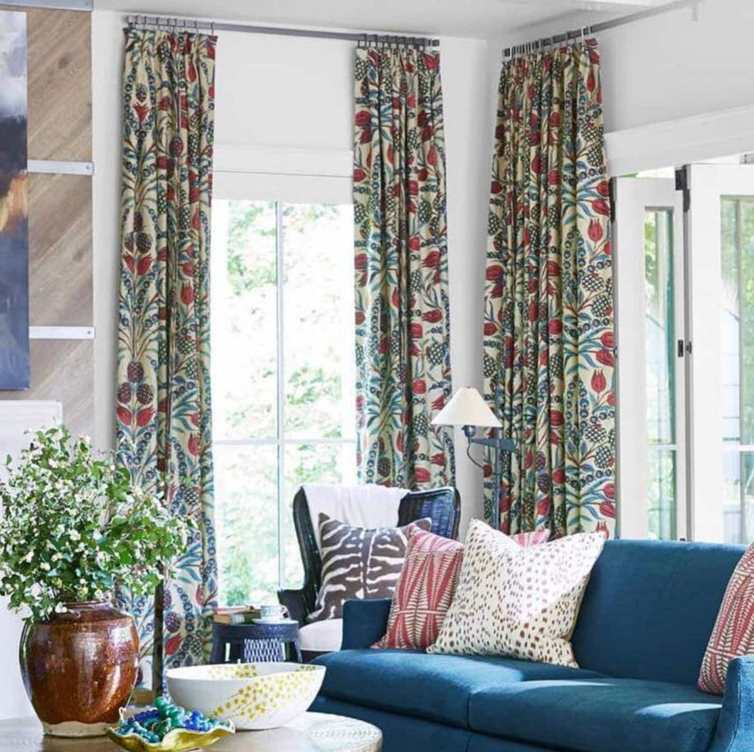 Floral Curtains THIBAUT curtains blue red linen curtain panels thibaut drapery teal chinoiserie curtains large floral curtains blue floral
