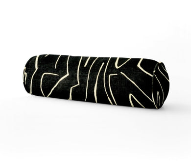 Kelly Wearstler GRAFFITO ONYX pillow black round bolster extra long bolster bedroom pillow long lumbar pillow onyx ivory bed pillow black