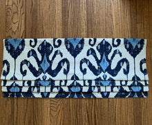 Faux Roman shades blue ikat QUICK SHIP faux roman shade blue kitchen valance flat valence blue ikat window shades faux shade navy ikat shade