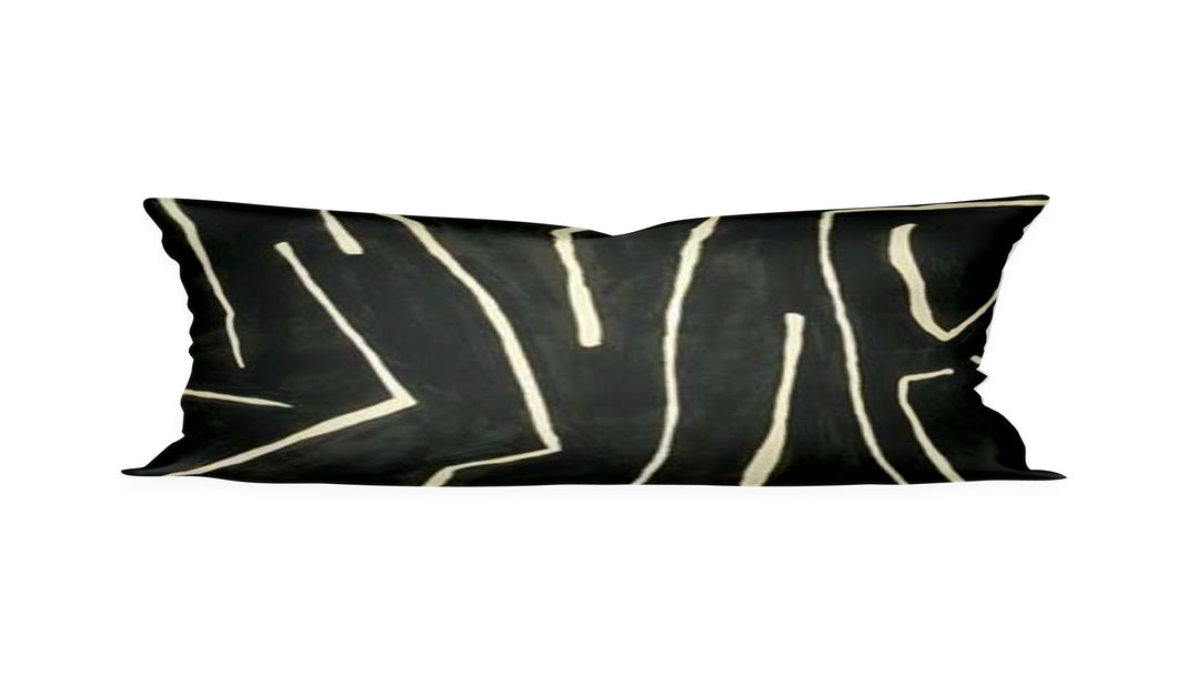 QUICK SHIP Graffito pillow long lumbar ONYX Beige Graffito cream beige black pillow cover Kelly Wearstler Graffito pillow black beige onyx