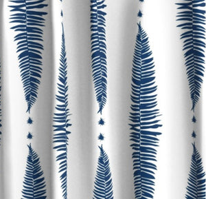 NAVY White Curtains navy blue leaf curtains dark blue ikat leaves fern print curtains living room curtains dining room white medallion