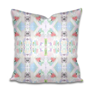 Designer Kaleidoscope pillow coral pink green blue accent pillow chinoiserie pastel design pillow greens blues pinks blush lumbar pillow