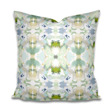 NEW AZALEA LIME Blue green beige pillow mist blue chartreuse accent pillow chinoiserie pastel design pillow greens blues aqua lumbar pillow