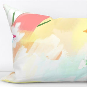 Pink yellow green blue orange pillow Sugar Pop accent pillow art deco pillow design pillow bright garden sorbet brushstroke lumbar pillow