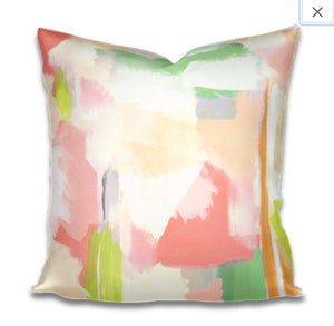 Pink yellow green blue orange pillow Sugar Pop accent pillow art deco pillow design pillow bright garden sorbet brushstroke lumbar pillow