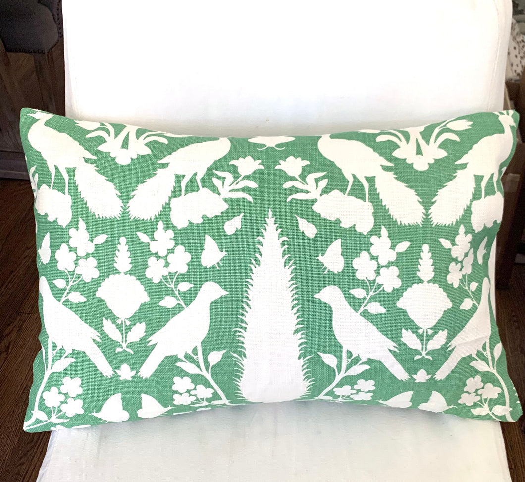 QUICK SHIP Chenoceau Aloe Pillow Schumacher 16x24 both sides green white chinoiserie pillow schumacher green pillow aloe green soft green