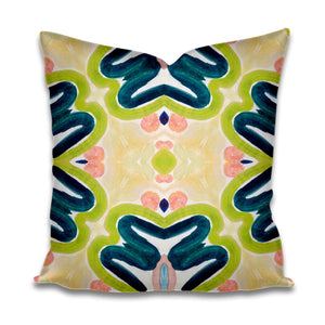 Teal Chartreuse Pink pillow lime green accent pillow citrus pillow design pillow greens blues peach lumbar pillow 18x18 20x20 22x22 soft