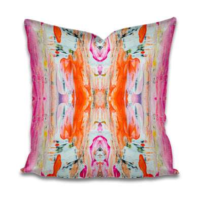 QUICK SHIP Pink orange pillow Palm Beach accent pillow art deco pillow design pillow bright garden hot pink lumbar pillow marigold orange