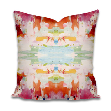 Aqua Pink Orange pillow Jubilee accent pillow art deco pillow design pillow bright garden soft pink lumbar pillow kaleidoscope colorful