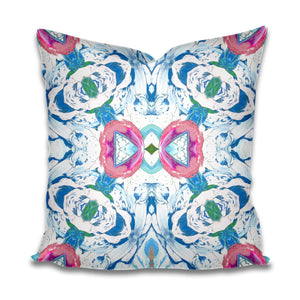 Ocean blue and pink pillow blue white pink accent pillow kaleidoscope pillow design pillow blue white waves lumbar pillow 18x18 20x20 22x22