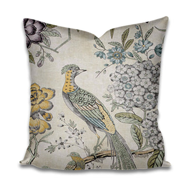 IMMEDIATE SHIP Thibaut Villeneuve FLOWERS pillows 20x20 light gray yellow purple pillow thibaut pillow villeneuve pillow grey yellow gray