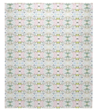 NEW SHIP Pink green blue throw blanket mist blue chartreuse accent throw fleece soft cozy chinoiserie pastel design throw accent blanket