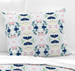 NEW Navy green pink blue yellow pillow mist blue accent pillow chinoiserie pastel design pillow greens pinks aqua lumbar pillow 18x18 20x20