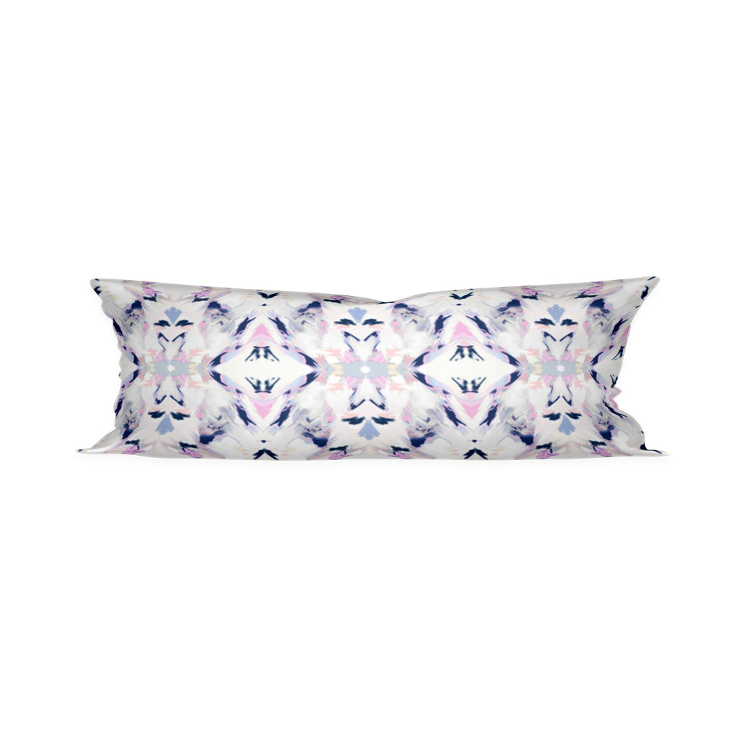 Navy pink blue pillow accent pillow chinoiserie pastel kaleidoscope mirrored design pillow blues pinks violet lumbar pillow 18x18 20x20 soft