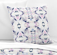 Navy pink blue pillow accent pillow chinoiserie pastel kaleidoscope mirrored design pillow blues pinks violet lumbar pillow 18x18 20x20 soft