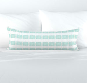 Mint Sugar Aqua lumbar pillow mist green accent pillow chinoiserie pastel design pillow aqua white lumbar pillow 18x18 20x20 14x36 soft