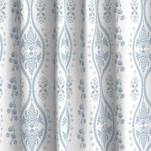 Block Print Ogee Green Floral Stripe curtains blue green white curtains floral drapes curtains custom designer curtain panel dining long