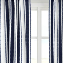 NAVY White Stripe Curtains navy blue drapes =dark blue ikat stripe print curtains living room curtains dining room bedroom navy