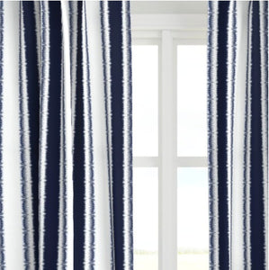 NAVY White Stripe Curtains navy blue drapes =dark blue ikat stripe print curtains living room curtains dining room bedroom navy