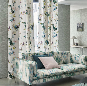 Watercolor blue pink green curtains cotton pretty curtains asian curtains CUSTOM curtain panels floral watercolor long custom length