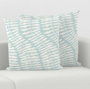 Spa blue lumbar mist color lumbar pillow pale blue green winding leaf print spa blue and cream print pillow light blue pillow seafoam green