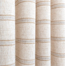 Neutral Stripe Curtains Tonic Living Yarmouth Stripe curtains Sandstone Zinc Spruce Indigo horizontal woven stripe beige grey stripe
