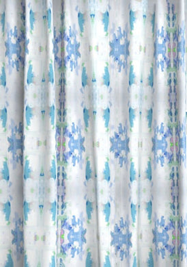 Girls Shower curtain blue green mist Cascade blue custom custom fabric shower curtain long 84 96 108 painterly shower curtain aqua shower