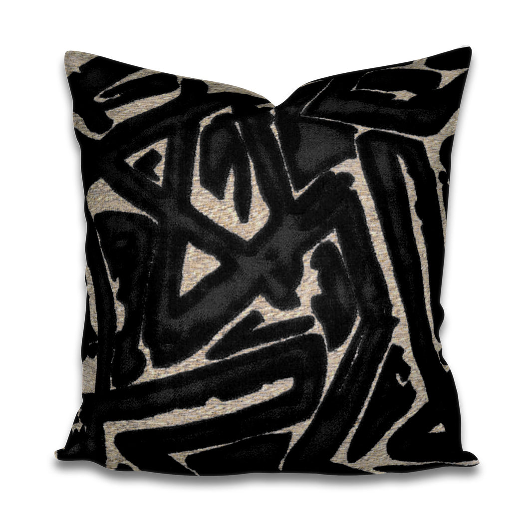 IMMEDIATE SHIP Cut velvet S Harris Depiction Black Onyx one or both sides abstract warm soft velvet luxury graphic pillow charcoal black