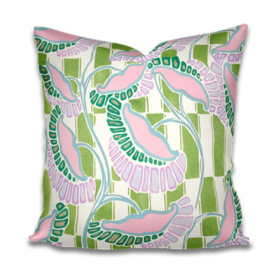 Sundew Pillow Pink Blue Green Lilac Botanical Pillow purple pink pillow aqua chinoiserie pillow garden pillow floral vine sky lilac