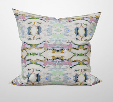 Soiree pillow soft pink periwinkle blue pillow painterly pillow kaleidoscope bright fun pillow dorm room sorority painted girls room mint