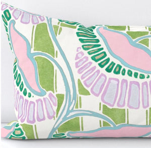 Sundew Pillow Pink Blue Green Lilac Botanical Pillow purple pink pillow aqua chinoiserie pillow garden pillow floral vine sky lilac