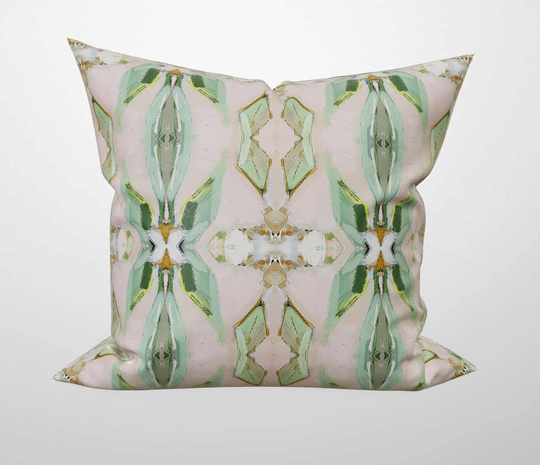 Blush Pink and green pillow gold chartreuse accent pillow chinoiserie pastel design pillow greens pinks aqua lumbar pillow 22x22 20x20 soft